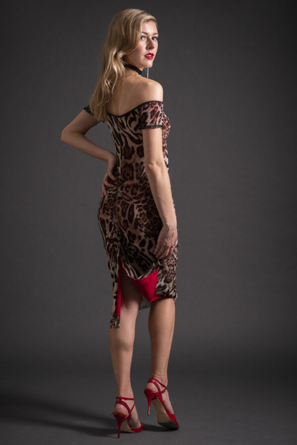 Animal Print Off Shoulder Dress