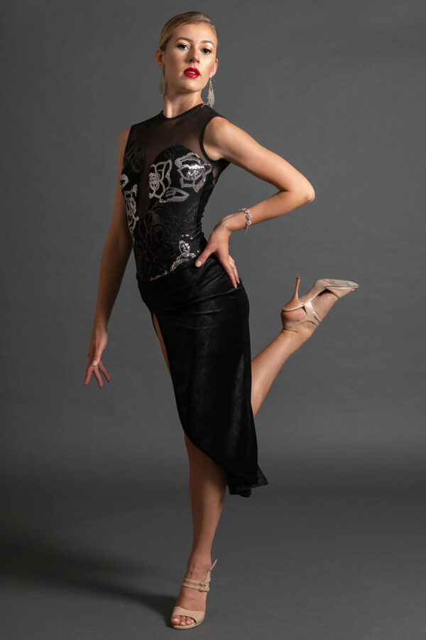 Plunged Neck Performance Dress