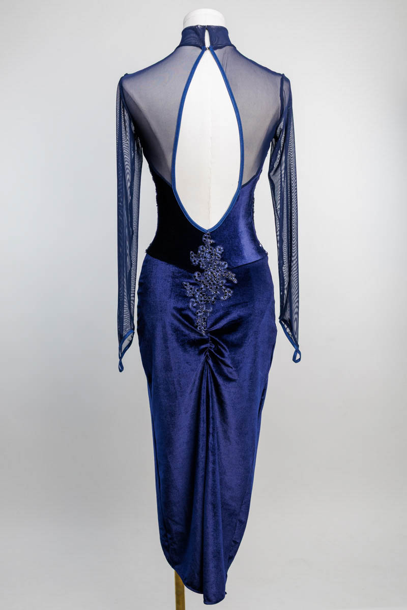 Navy Plunged Neck Showcase Dress - Image 3