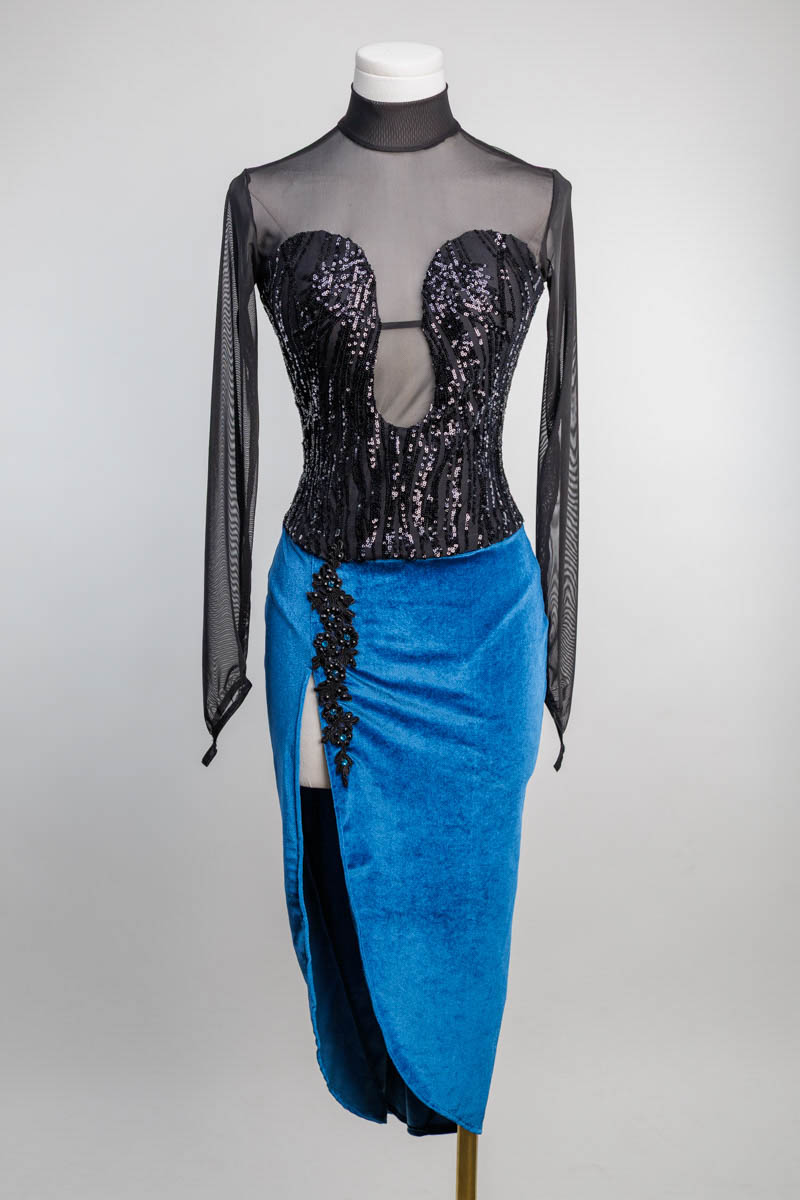Sapphire Plunged Neck Showcase Dress